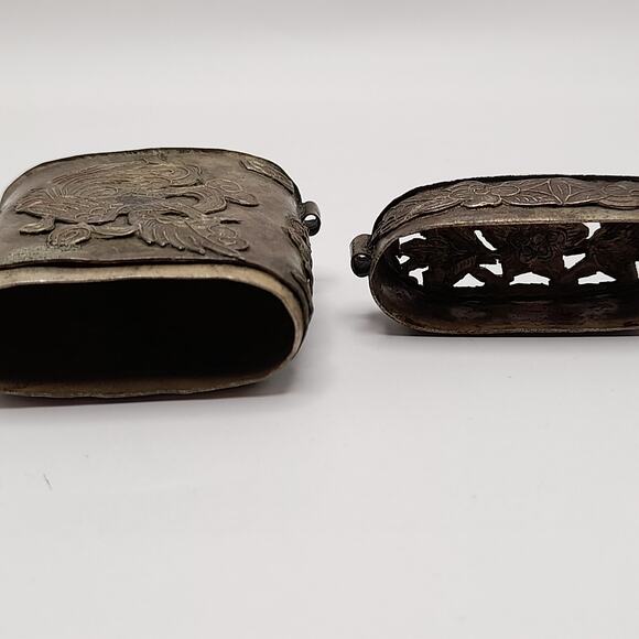 Vintage Dragon & Phoenix Asian Art Box Pendant, No Chain - Picture 7 of 9